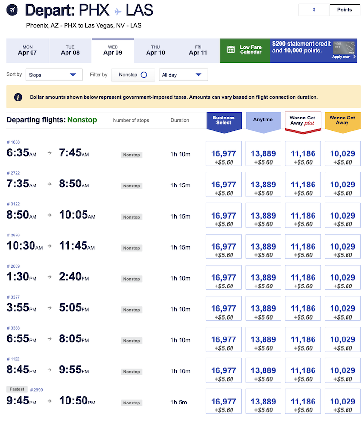 southwest phx las award search april 2024